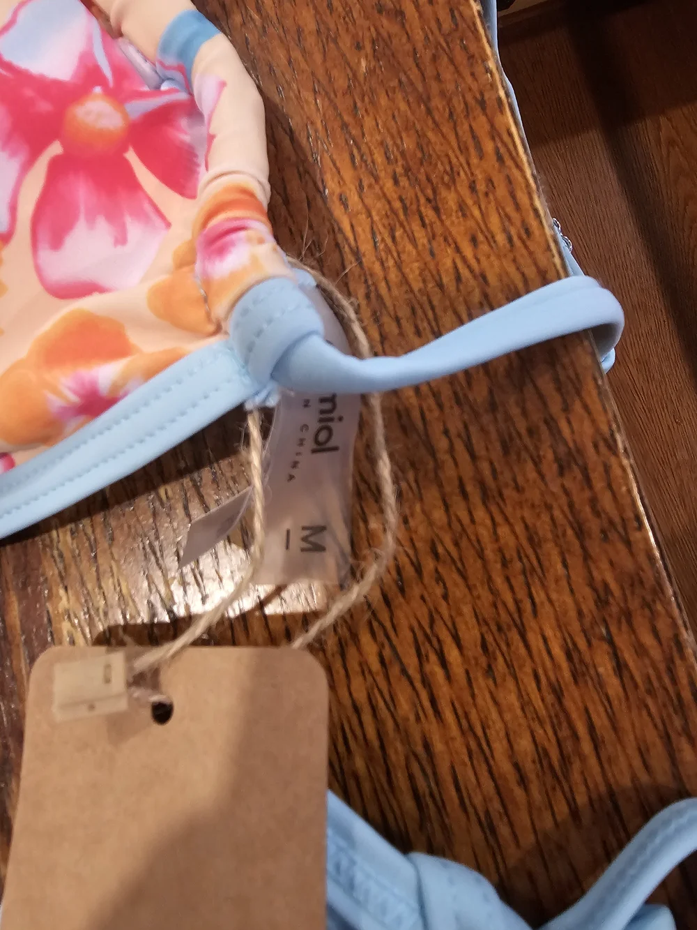 Floral Peach & Light Blue String Bikini